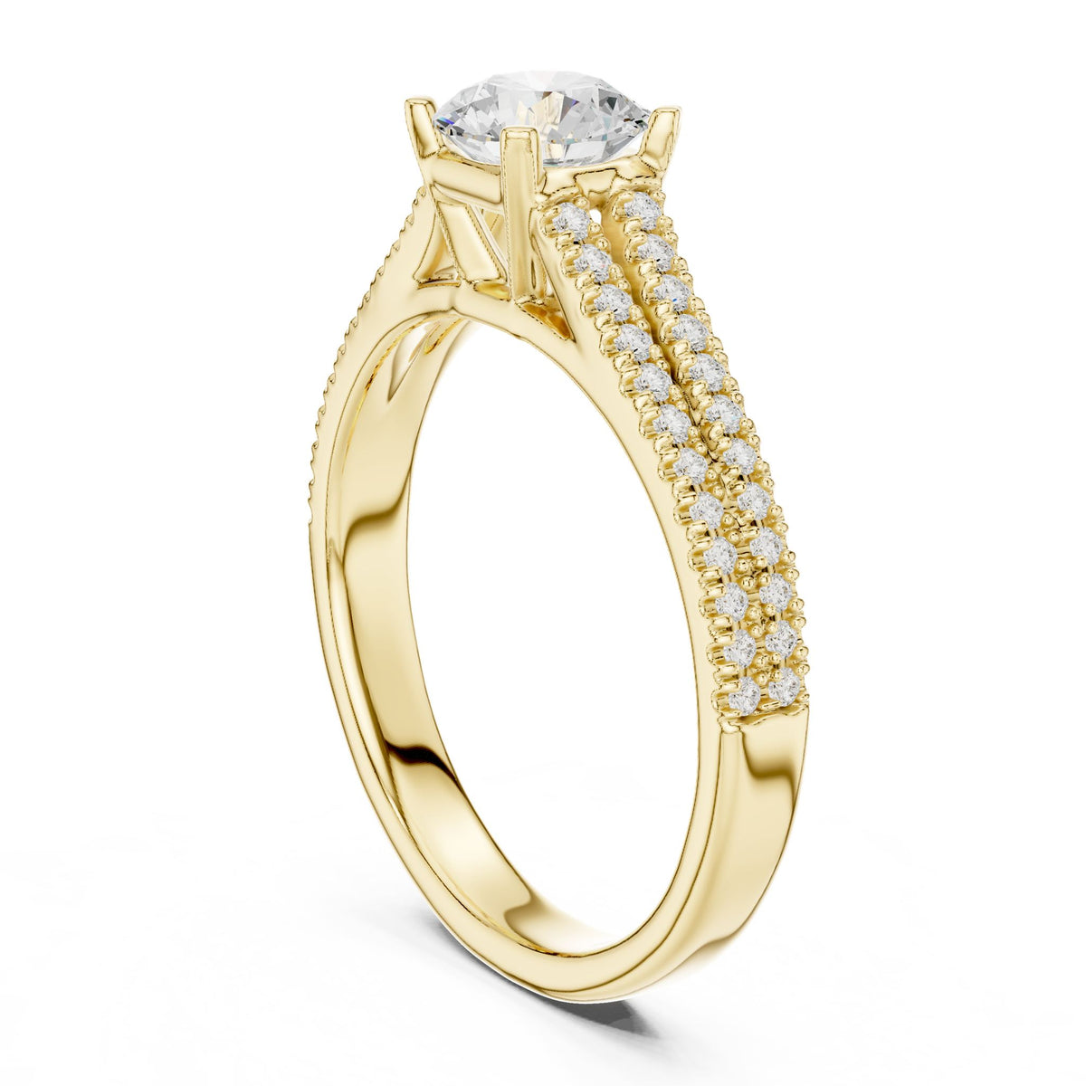Round Accented Lab Grown Diamond Engagement Ring
