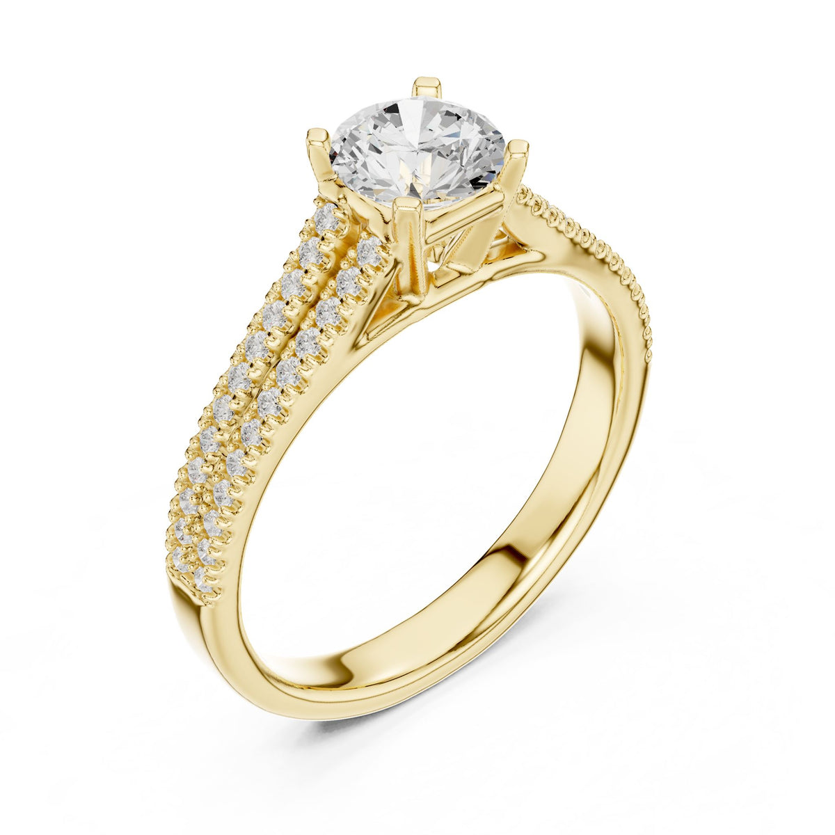Round Accented Lab Grown Diamond Engagement Ring