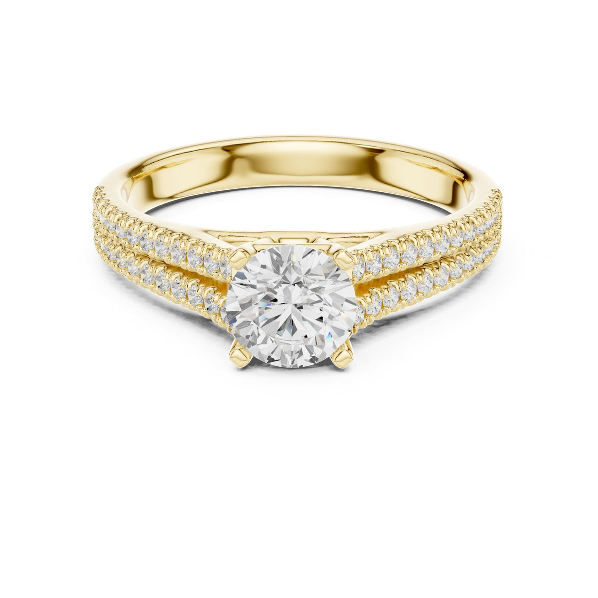 Round Accented Lab Grown Diamond Engagement Ring