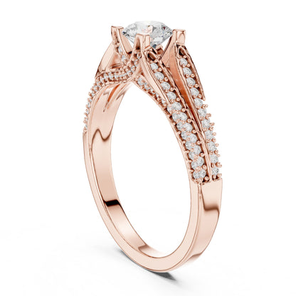 Round Accented Lab Grown Diamond Engagement Ring