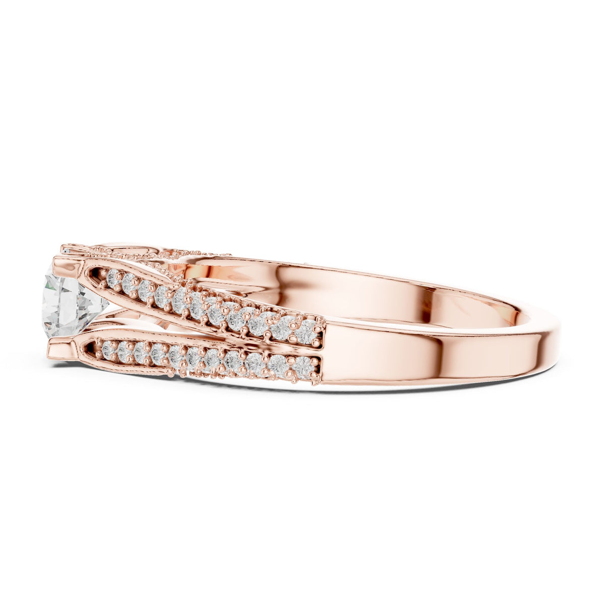 Round Accented Lab Grown Diamond Engagement Ring