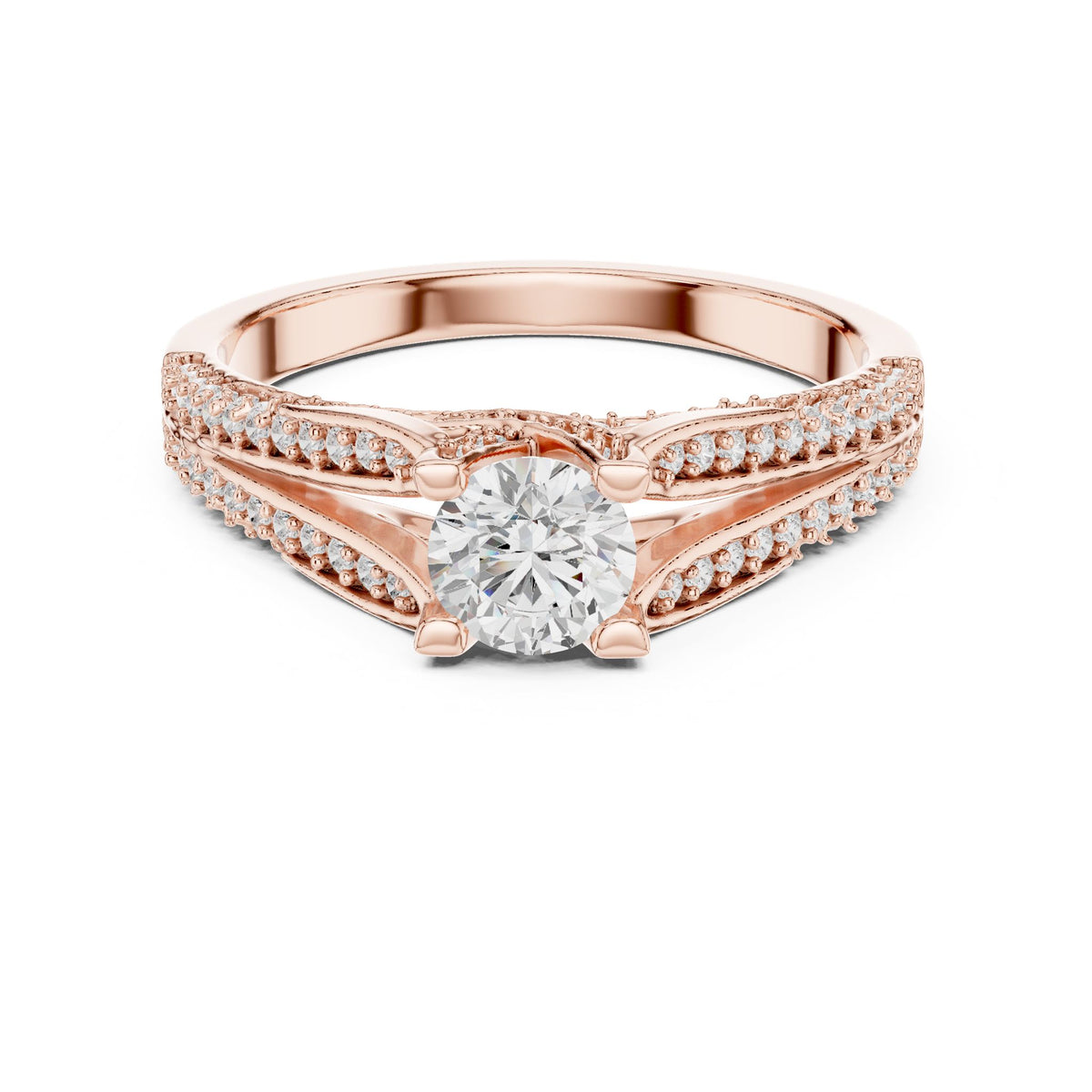 Round Accented Lab Grown Diamond Engagement Ring