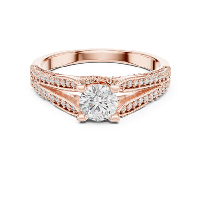 Round Accented Lab Grown Diamond Engagement Ring