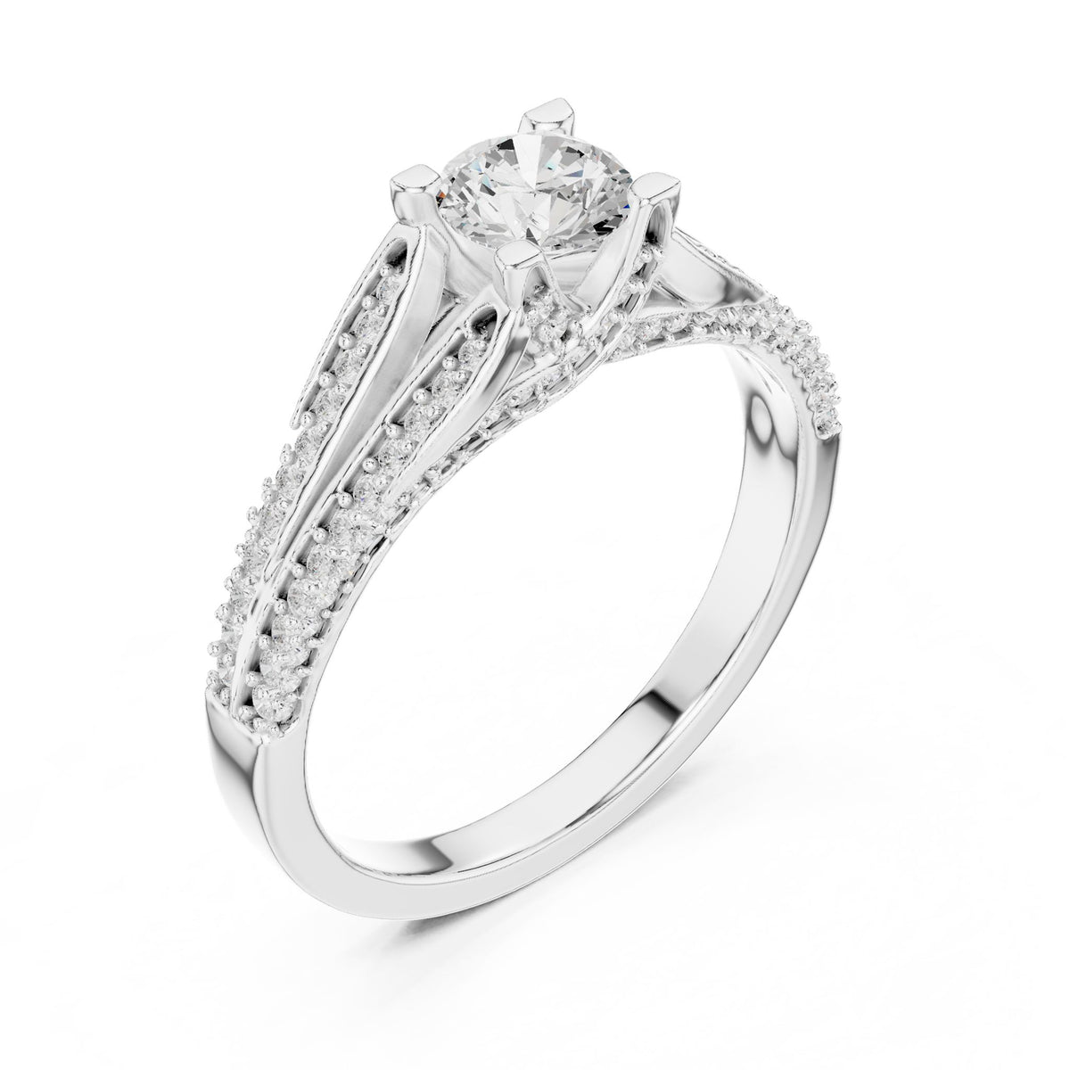Round Accented Lab Grown Diamond Engagement Ring