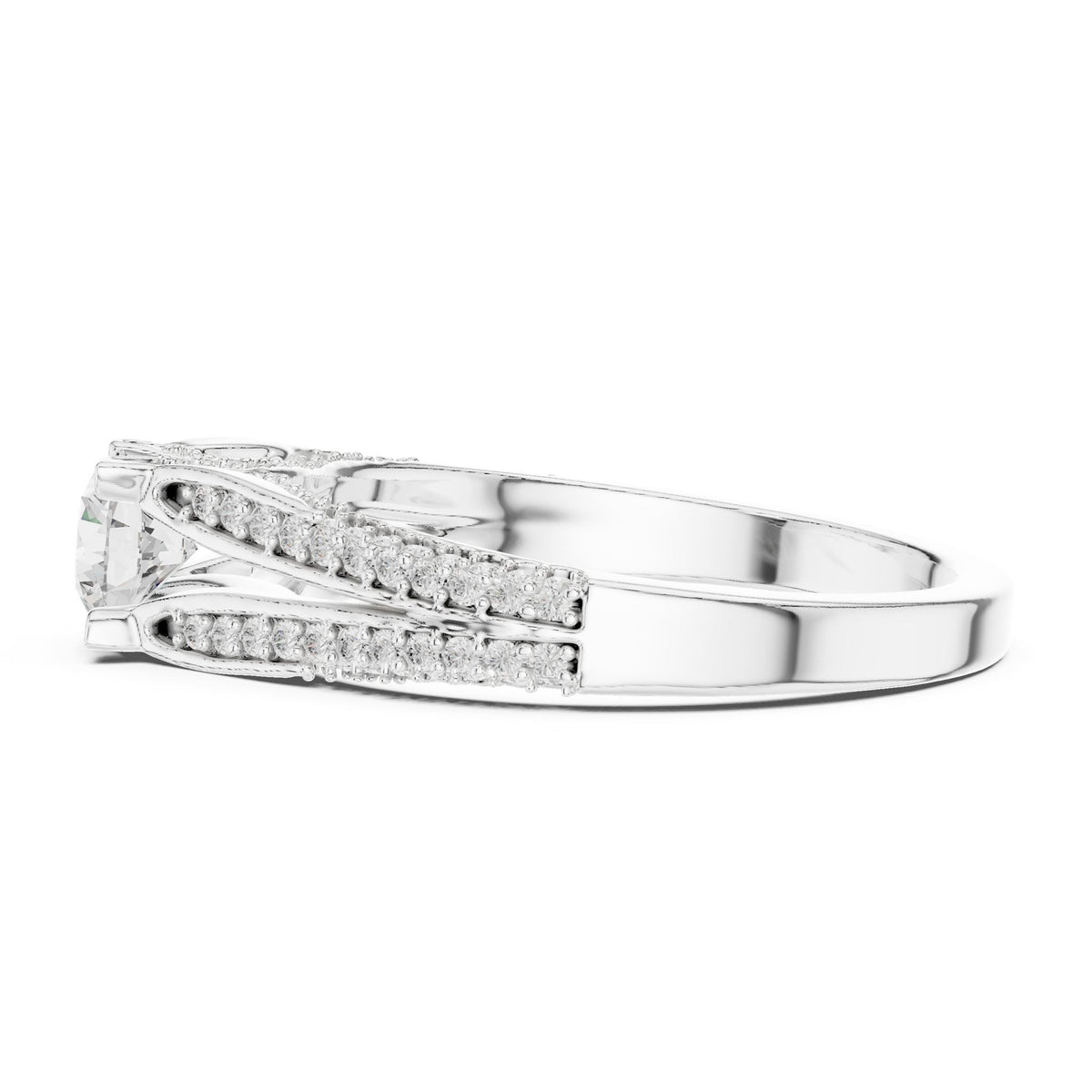 Round Accented Lab Grown Diamond Engagement Ring