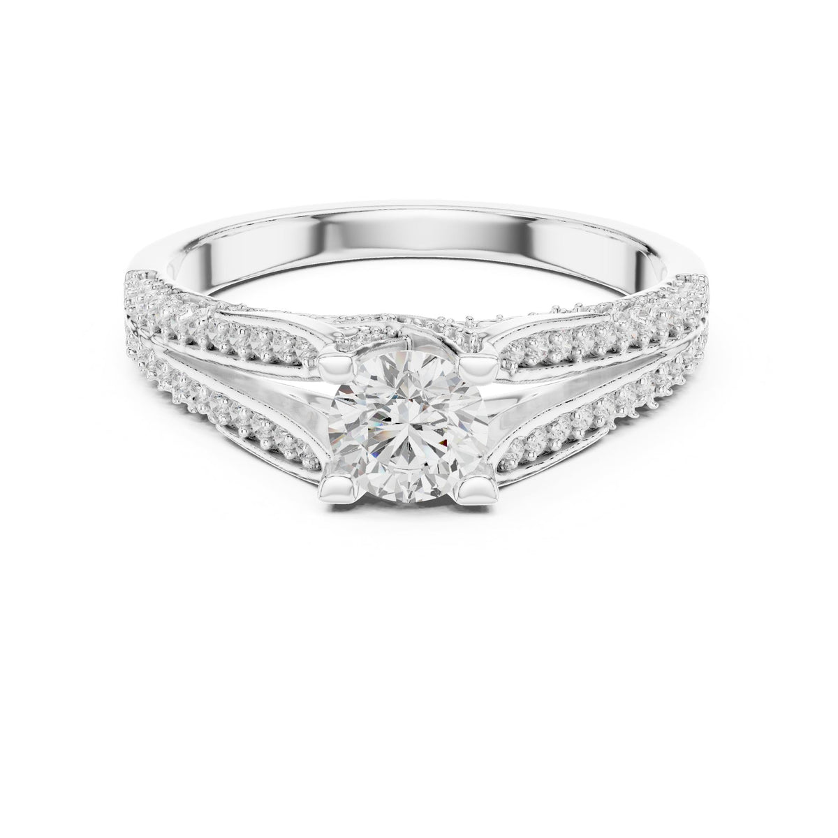 Round Accented Lab Grown Diamond Engagement Ring