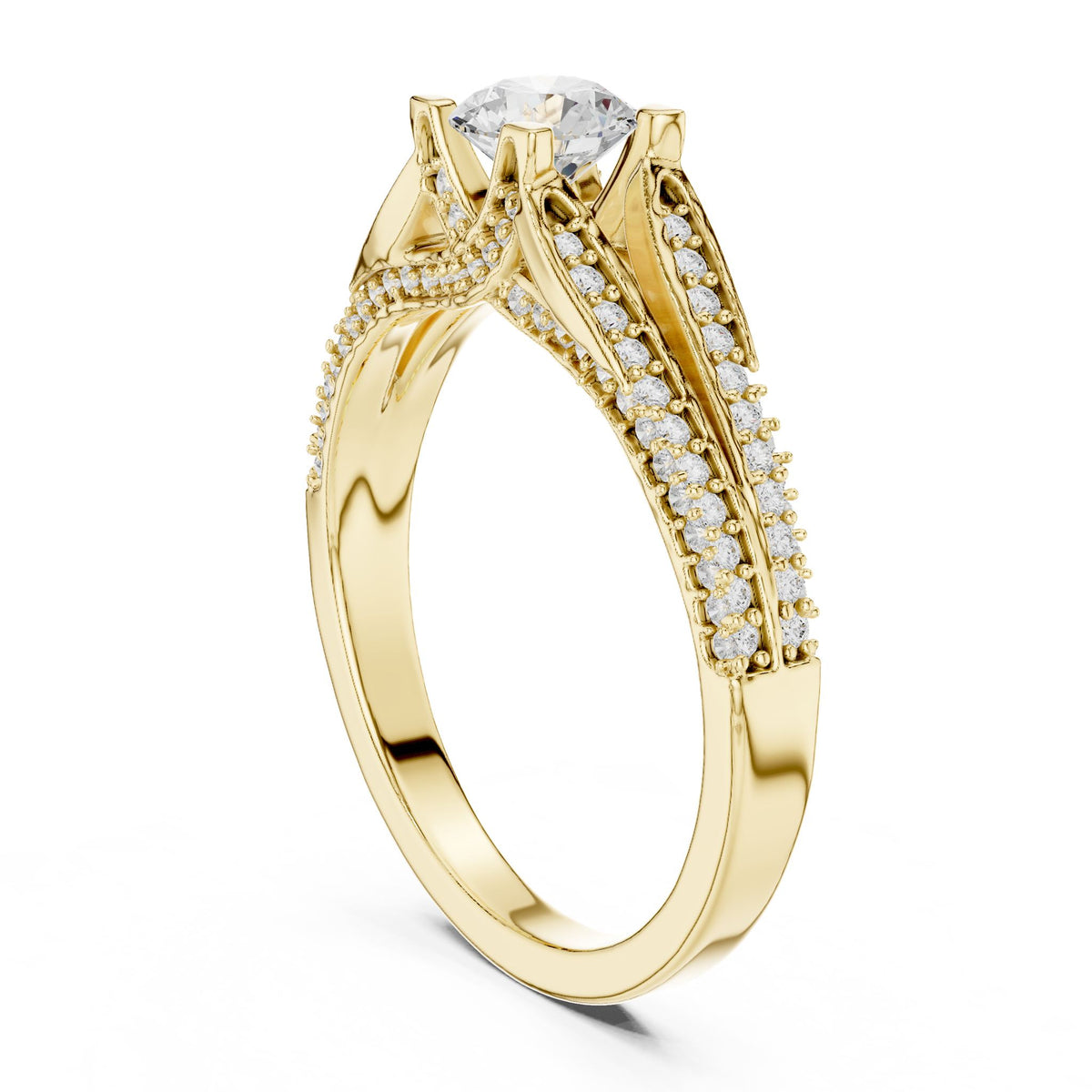 Round Accented Lab Grown Diamond Engagement Ring
