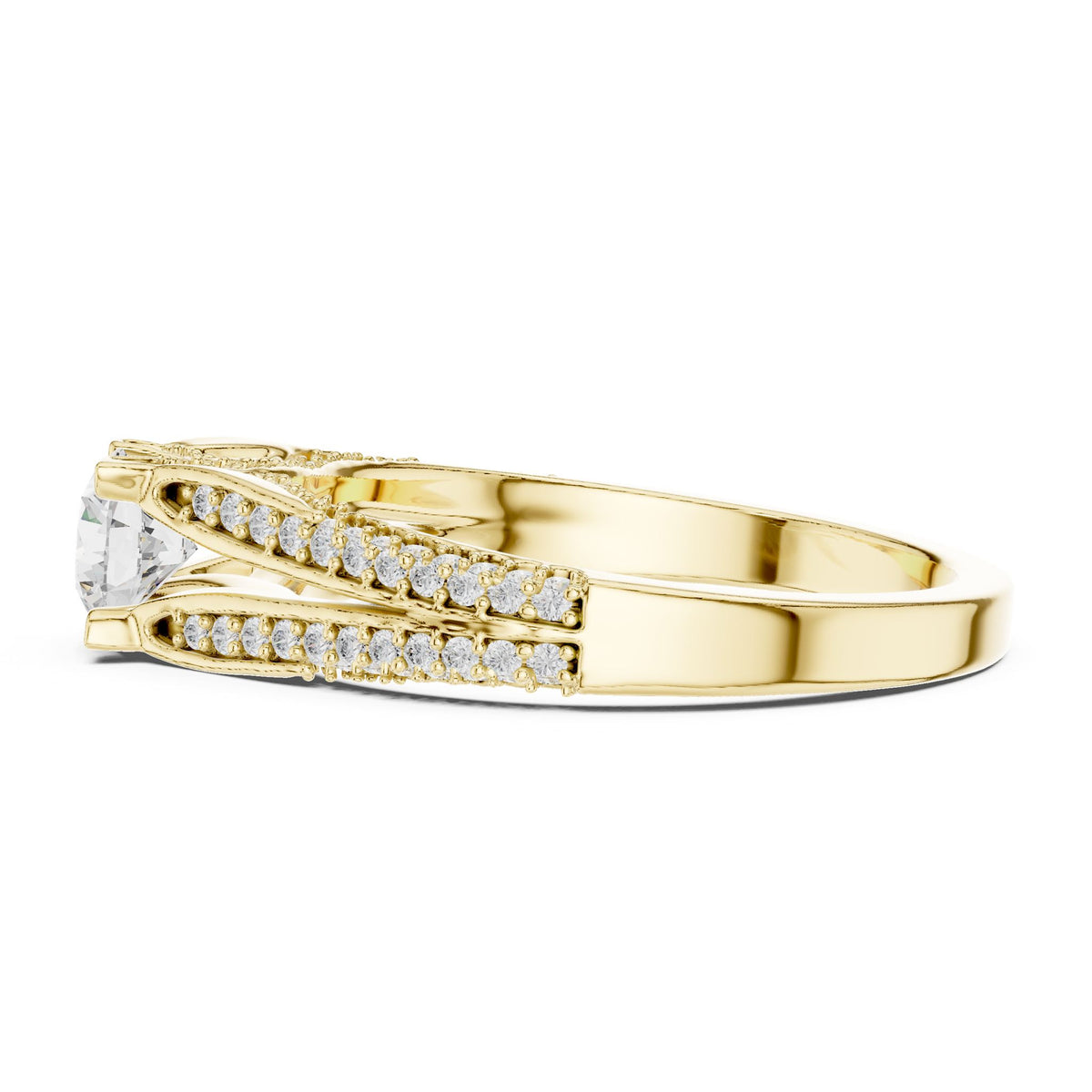 Round Accented Lab Grown Diamond Engagement Ring