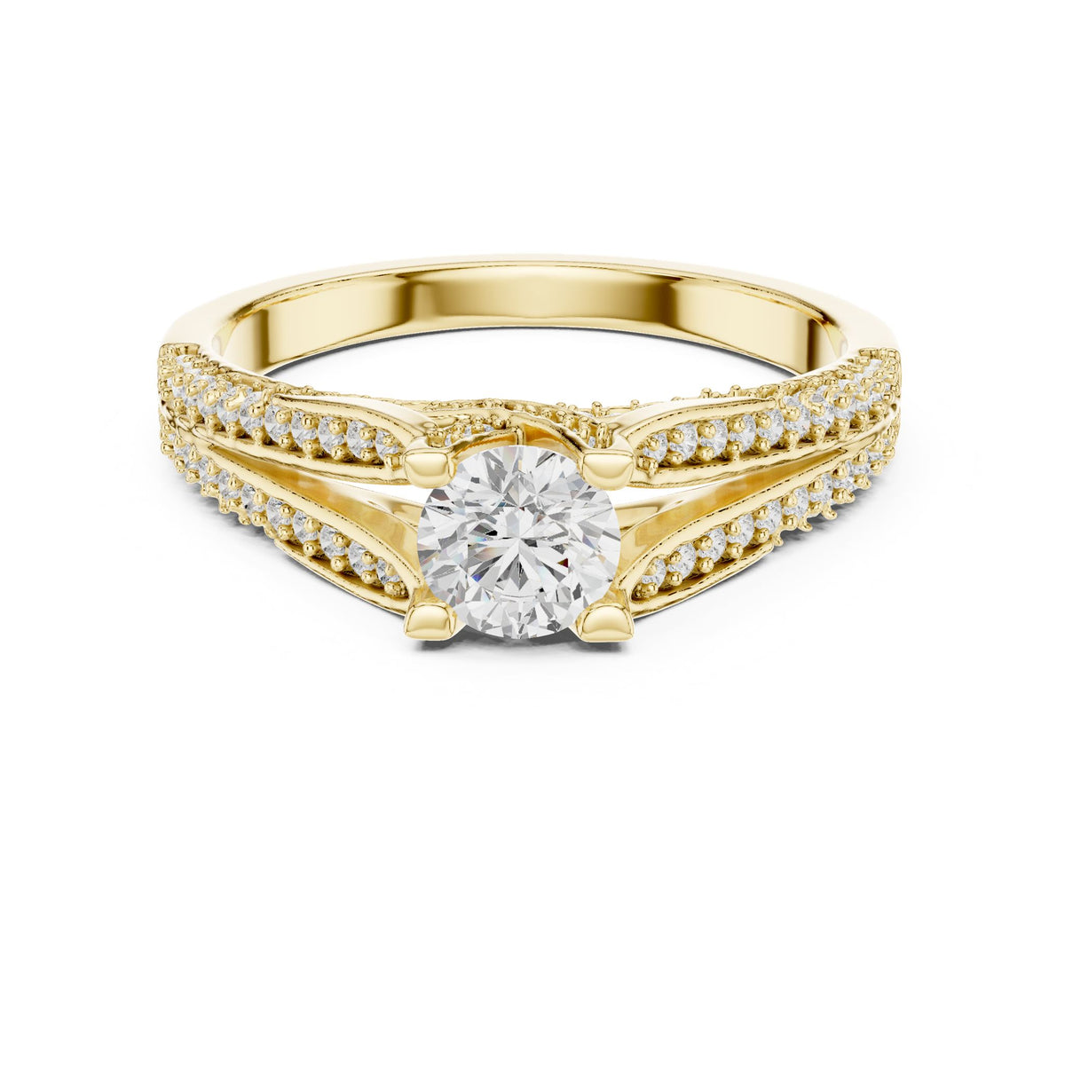 Round Accented Lab Grown Diamond Engagement Ring