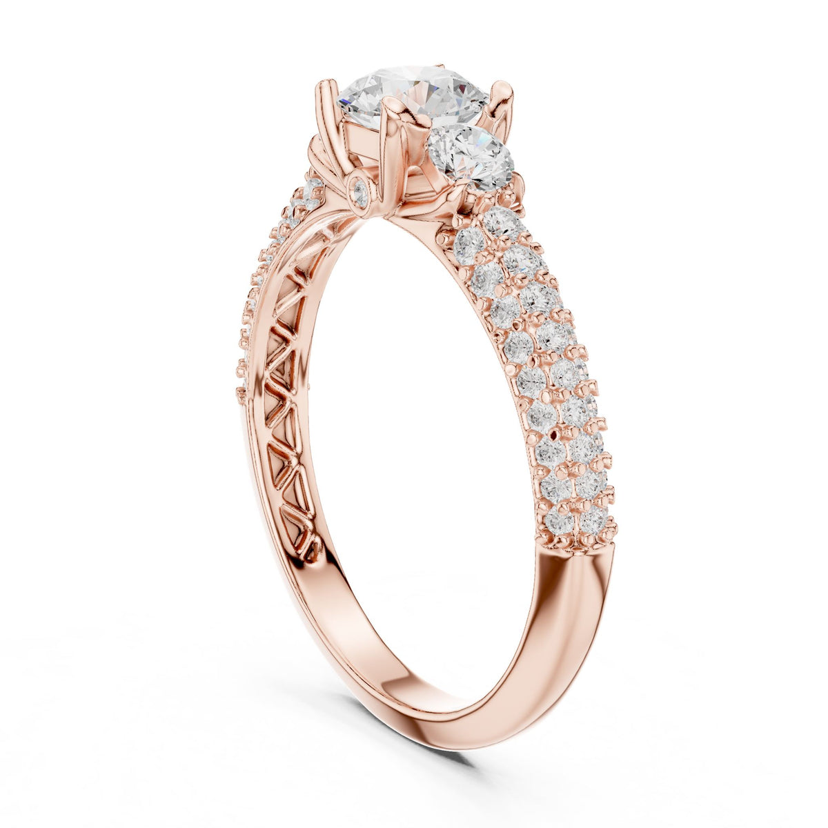 Round Accented Lab Grown Diamond Engagement Ring