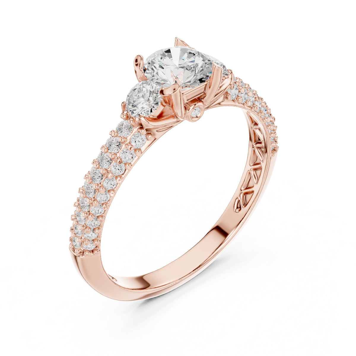 Round Accented Lab Grown Diamond Engagement Ring