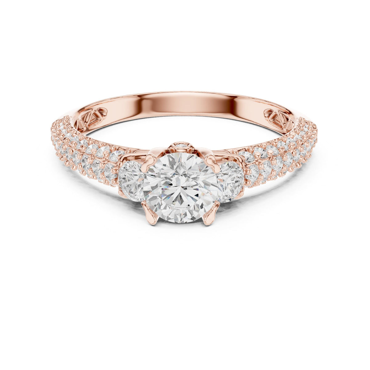 Round Accented Lab Grown Diamond Engagement Ring