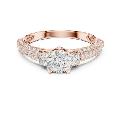 Round Accented Lab Grown Diamond Engagement Ring