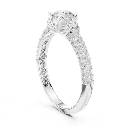 Round Accented Lab Grown Diamond Engagement Ring