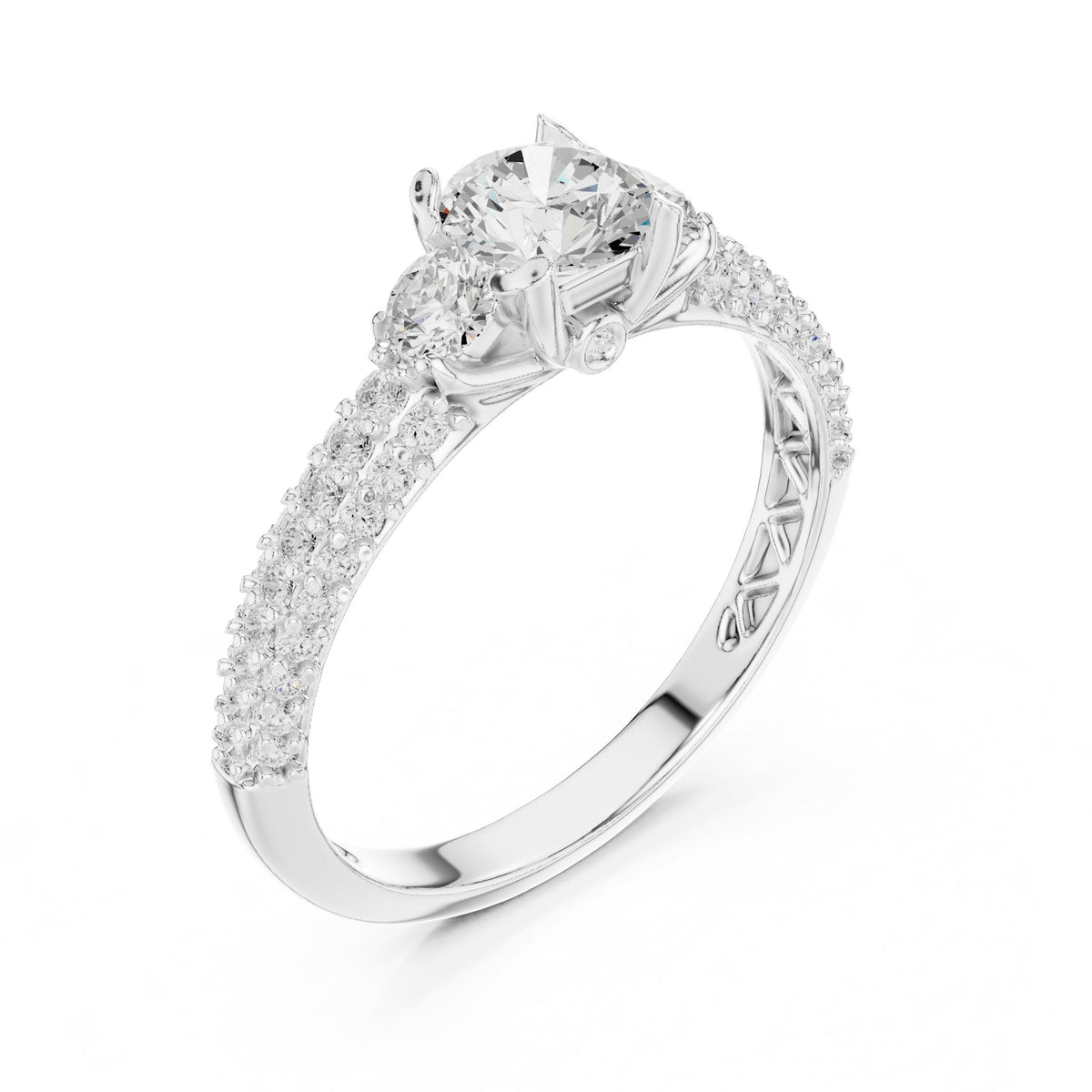Round Accented Lab Grown Diamond Engagement Ring