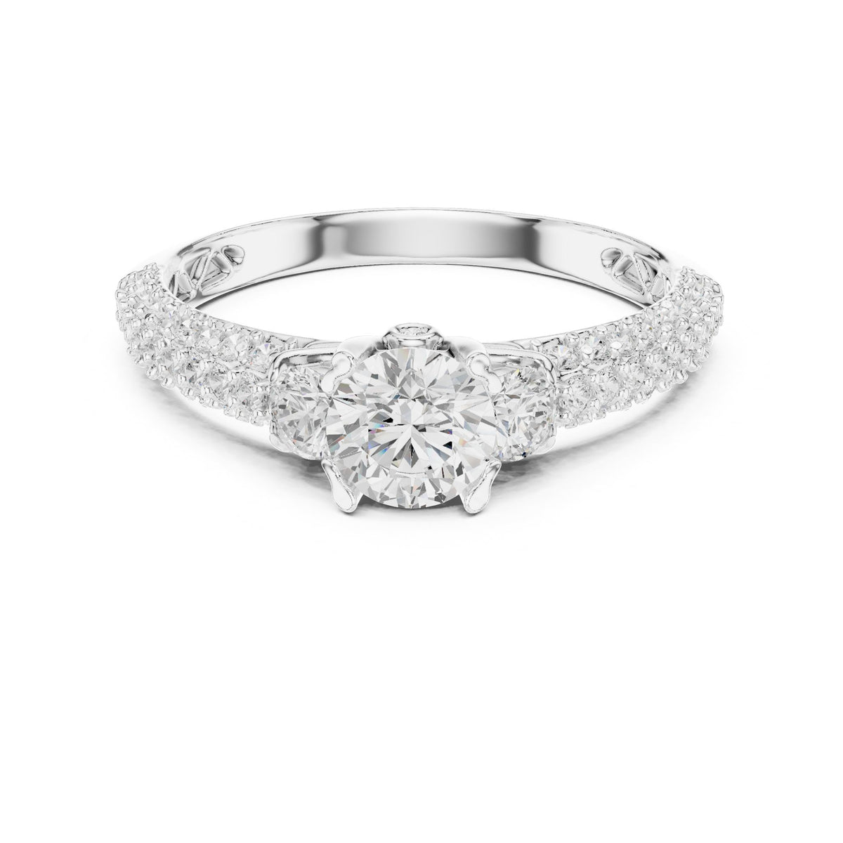 Round Accented Lab Grown Diamond Engagement Ring