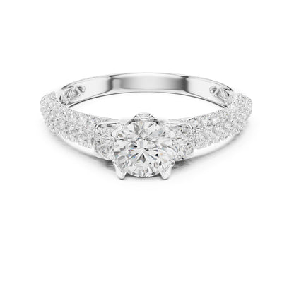 Round Accented Lab Grown Diamond Engagement Ring