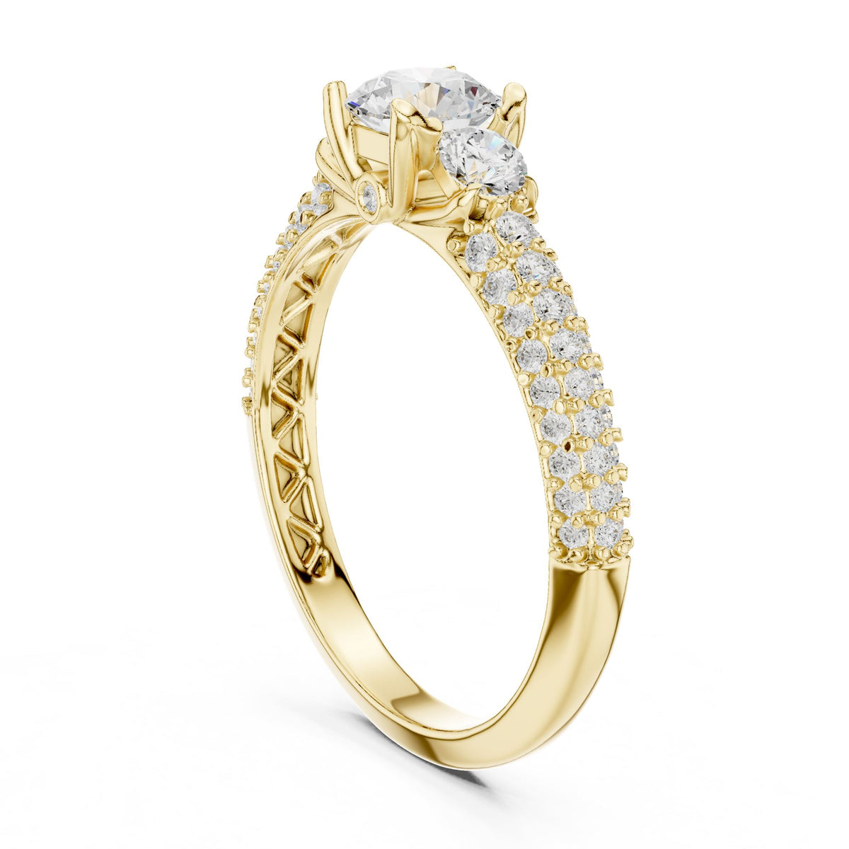 Round Accented Lab Grown Diamond Engagement Ring