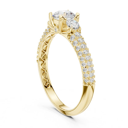 Round Accented Lab Grown Diamond Engagement Ring