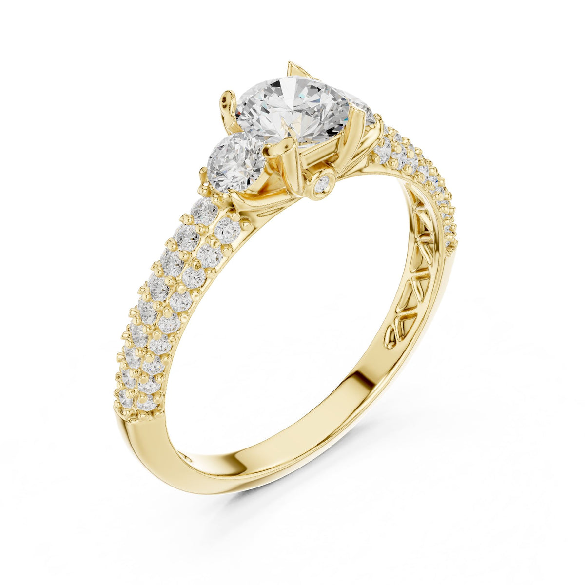 Round Accented Lab Grown Diamond Engagement Ring