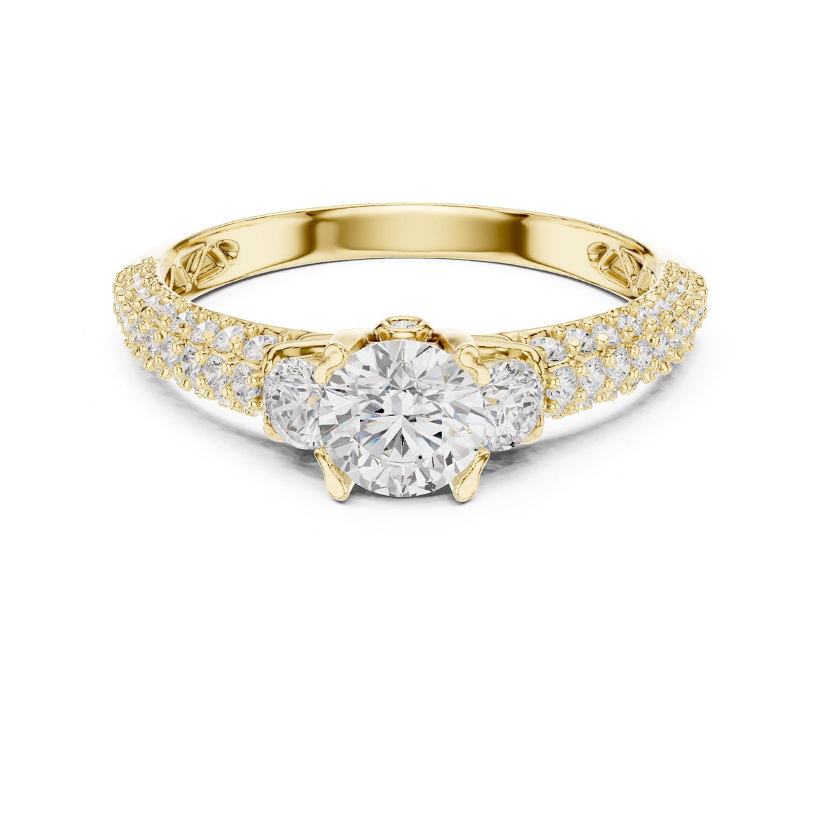 Round Accented Lab Grown Diamond Engagement Ring