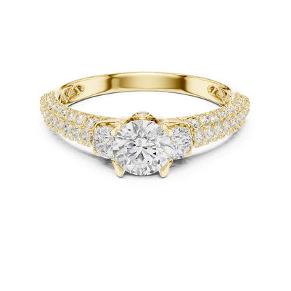 Round Accented Lab Grown Diamond Engagement Ring