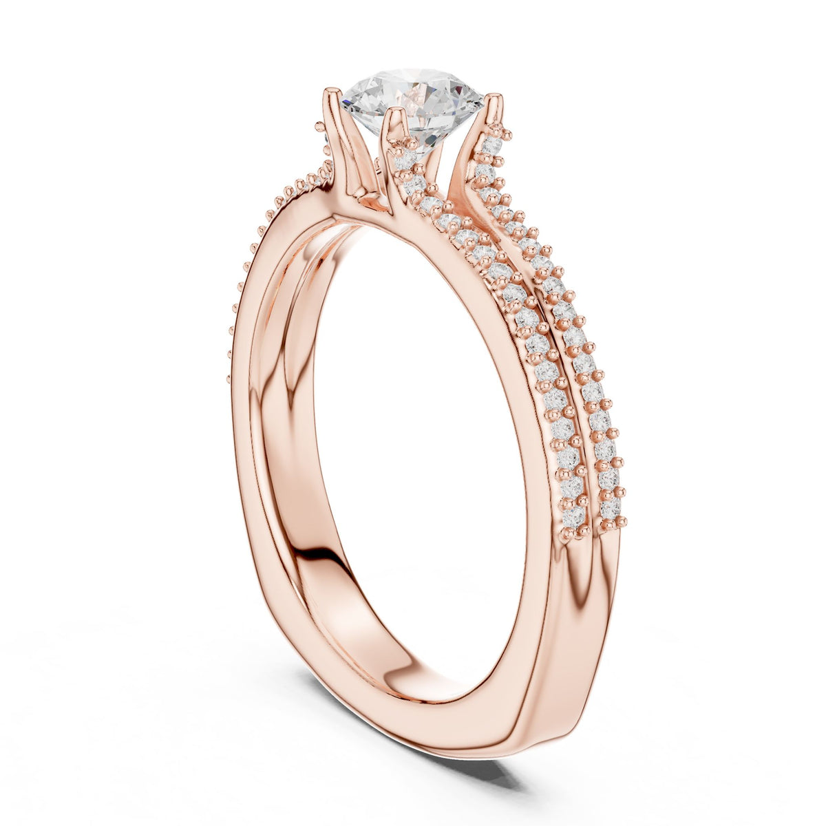 Round Accented Lab Grown Diamond Engagement Ring