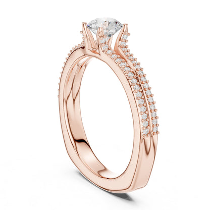 Round Accented Lab Grown Diamond Engagement Ring