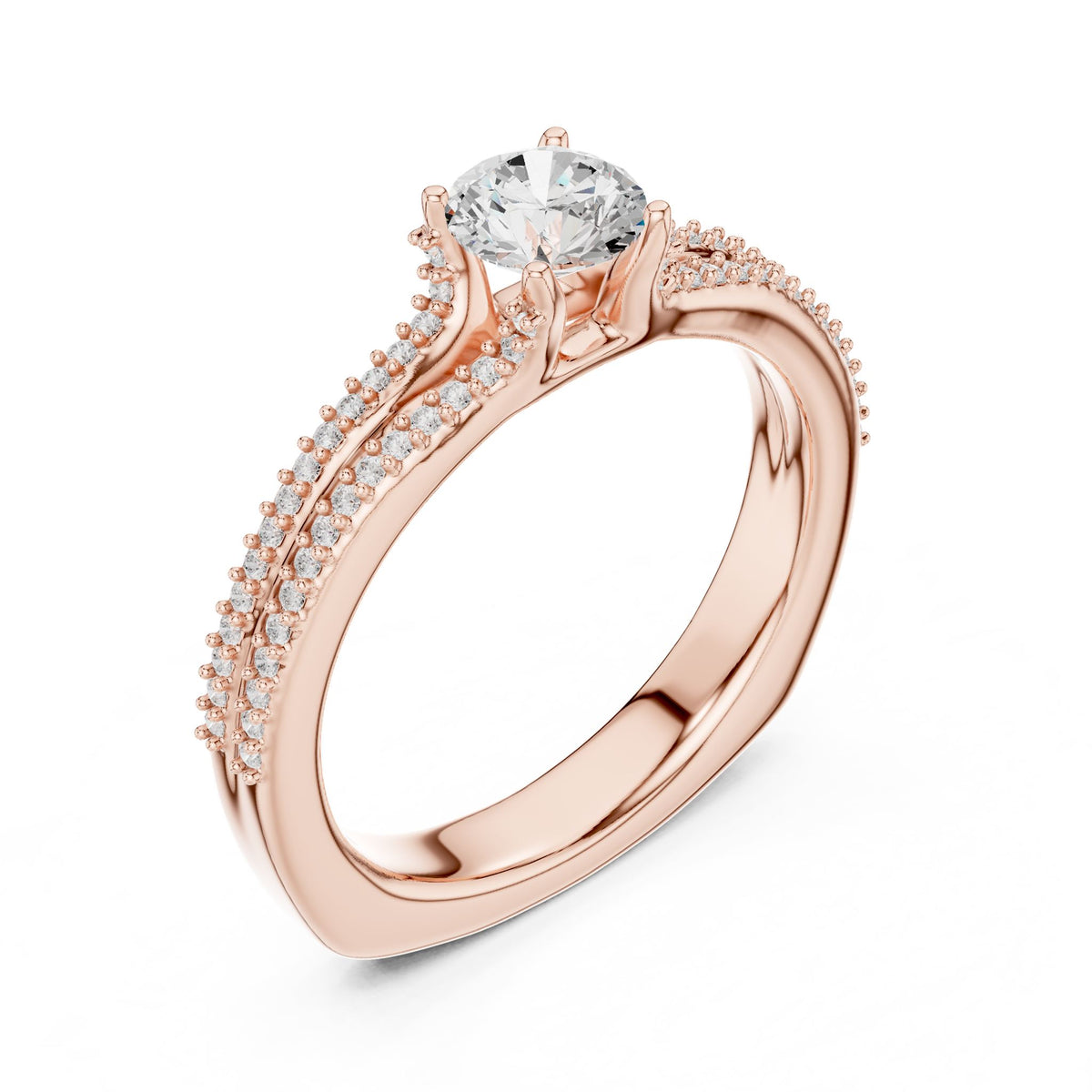 Round Accented Lab Grown Diamond Engagement Ring