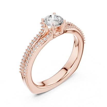 Round Accented Lab Grown Diamond Engagement Ring