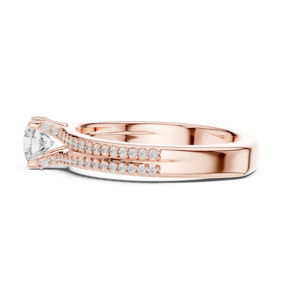 Round Accented Lab Grown Diamond Engagement Ring