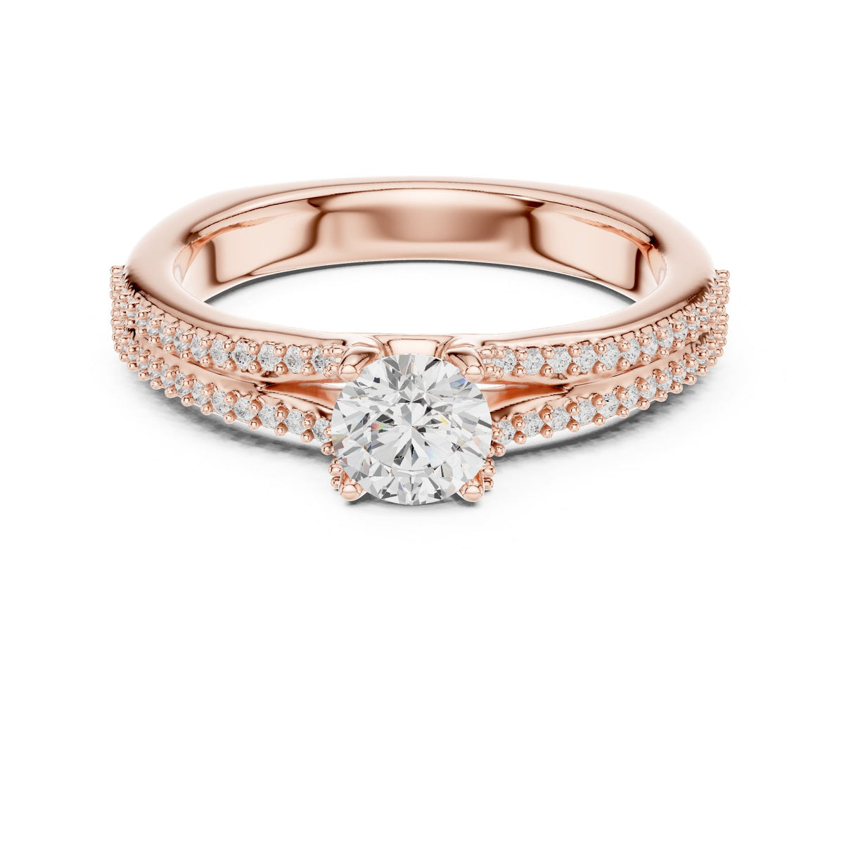Round Accented Lab Grown Diamond Engagement Ring