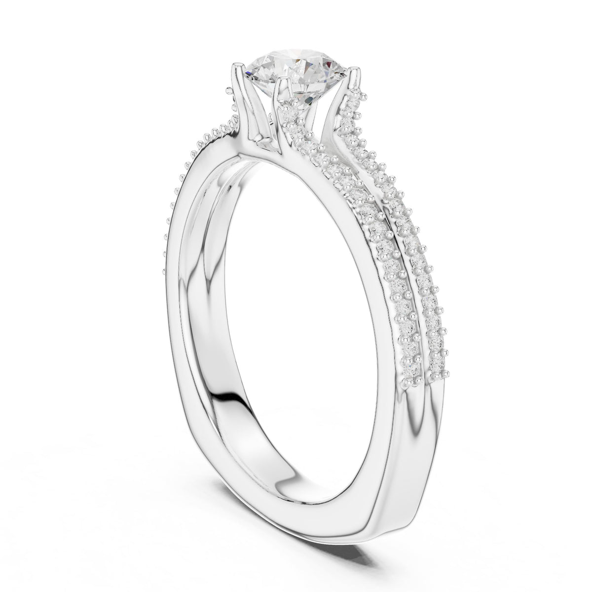 Round Accented Lab Grown Diamond Engagement Ring