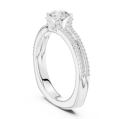 Round Accented Lab Grown Diamond Engagement Ring