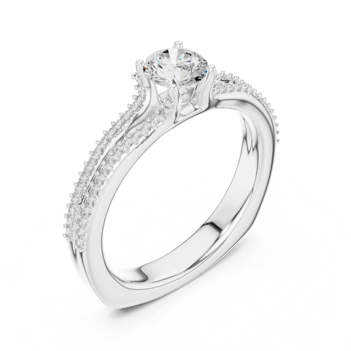 Round Accented Lab Grown Diamond Engagement Ring