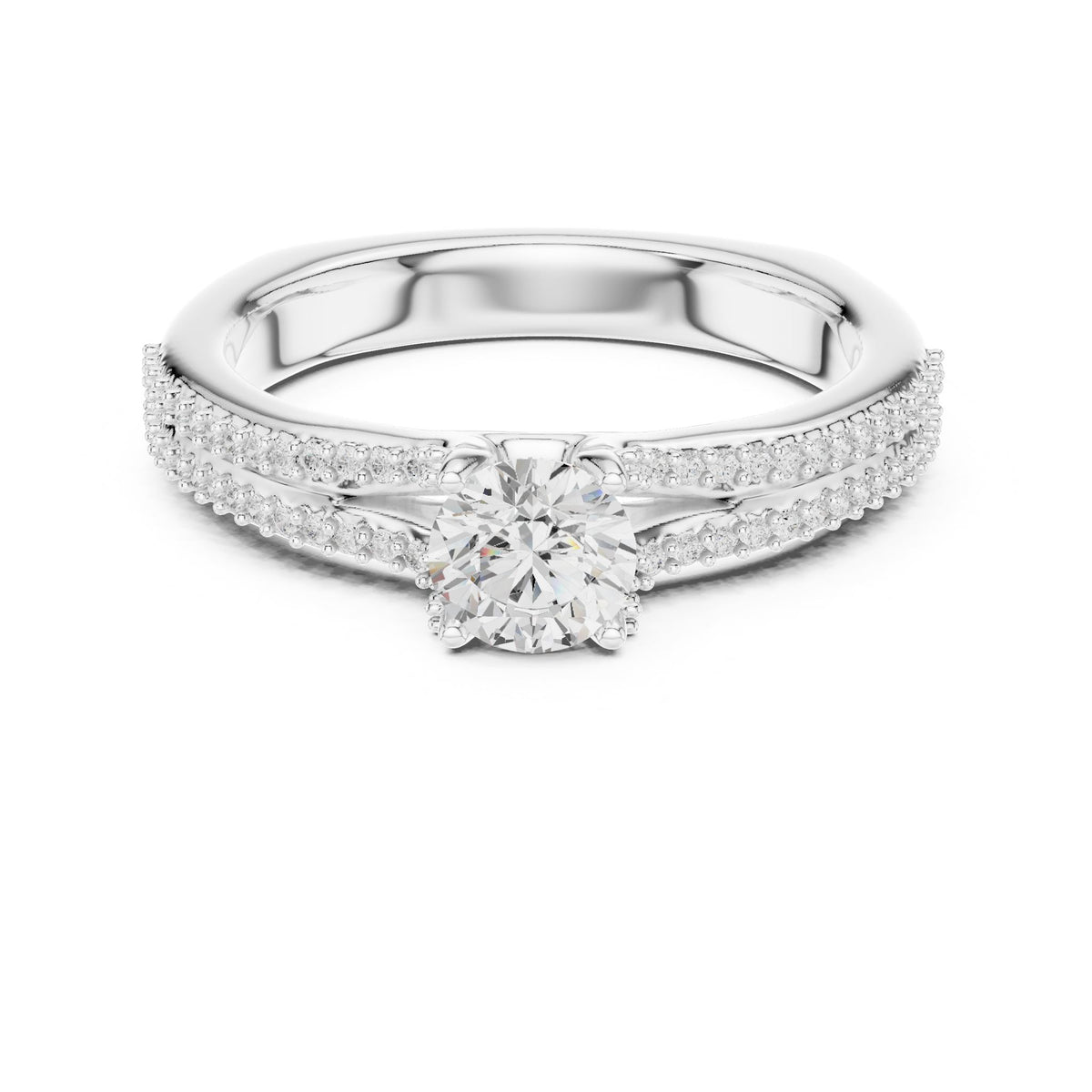Round Accented Lab Grown Diamond Engagement Ring