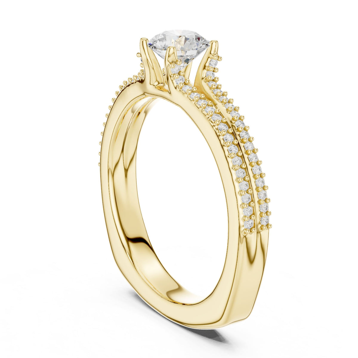 Round Accented Lab Grown Diamond Engagement Ring