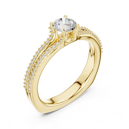 Round Accented Lab Grown Diamond Engagement Ring