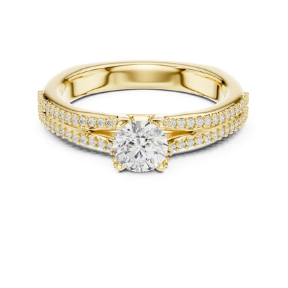 Round Accented Lab Grown Diamond Engagement Ring