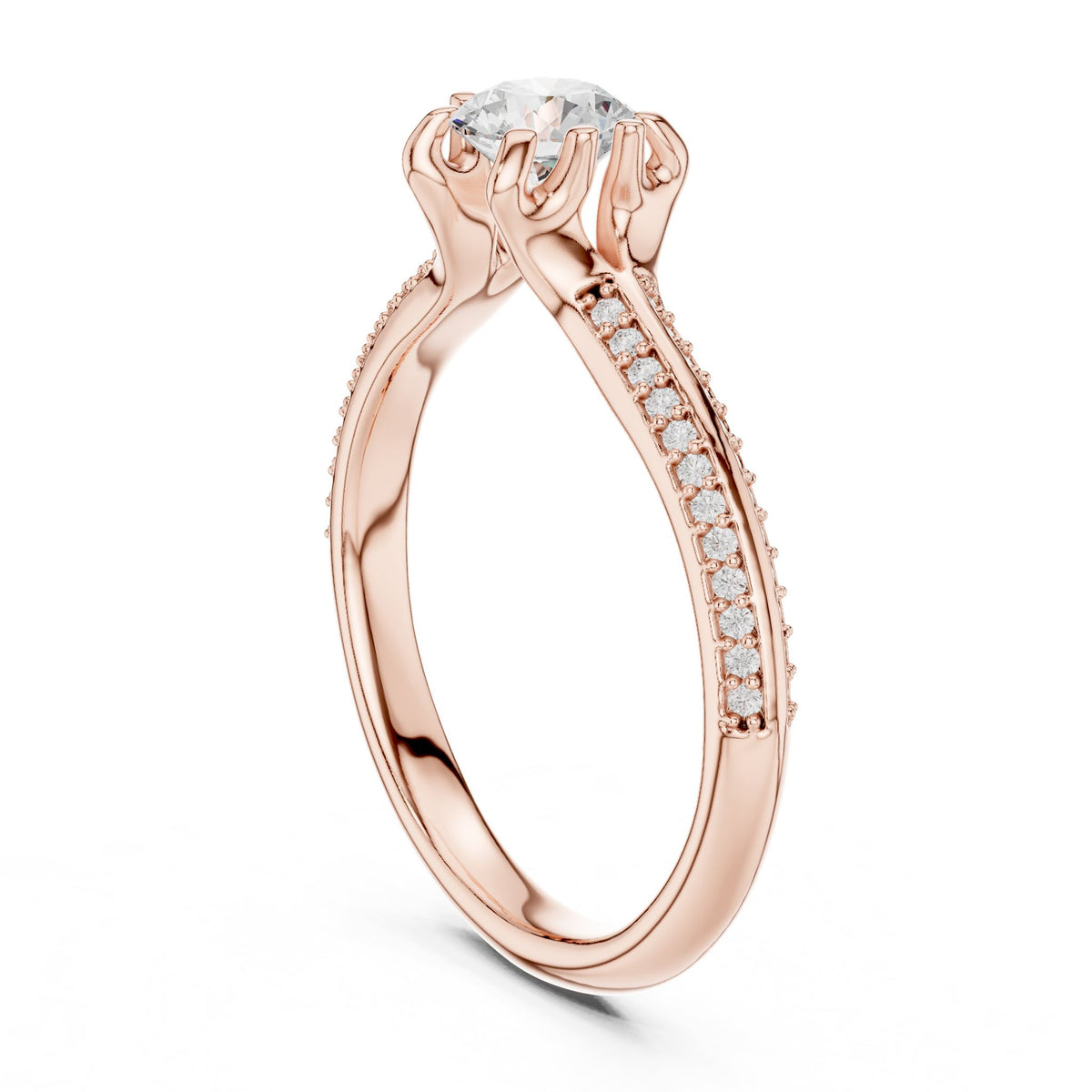 Round Accented Lab Grown Diamond Engagement Ring