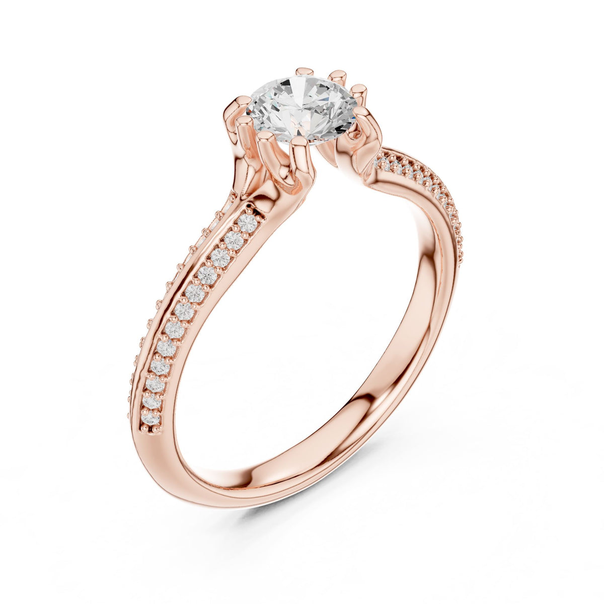 Round Accented Lab Grown Diamond Engagement Ring