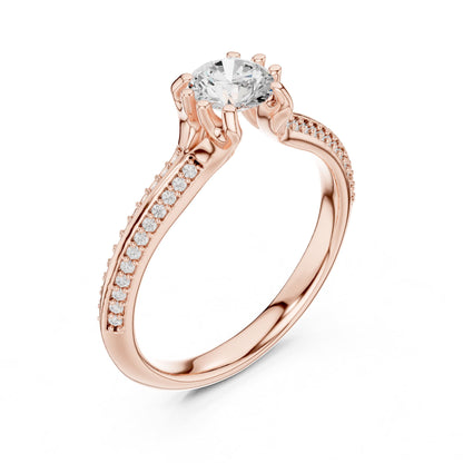 Round Accented Lab Grown Diamond Engagement Ring