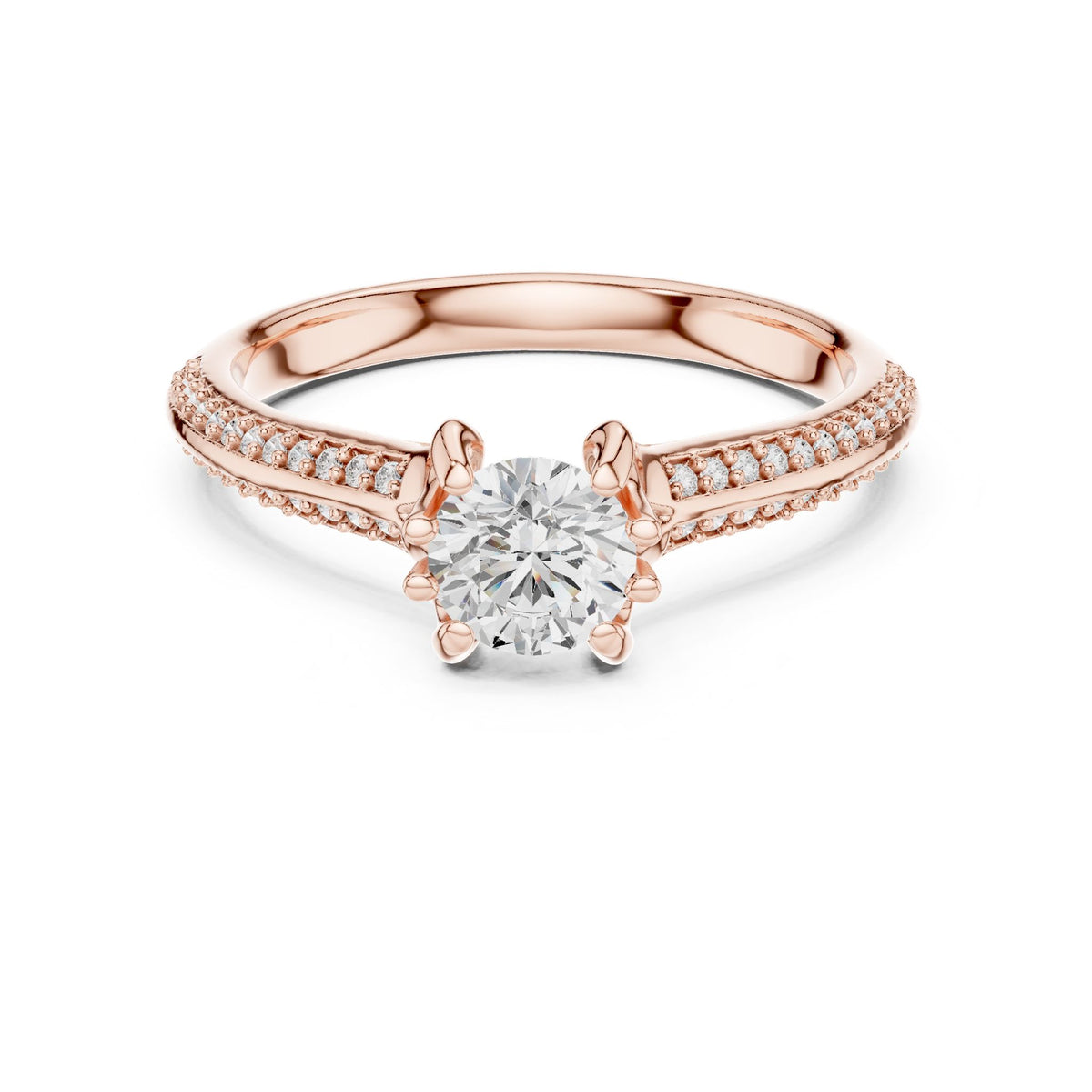 Round Accented Lab Grown Diamond Engagement Ring