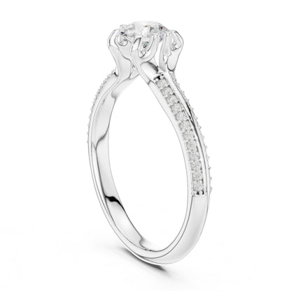 Round Accented Lab Grown Diamond Engagement Ring
