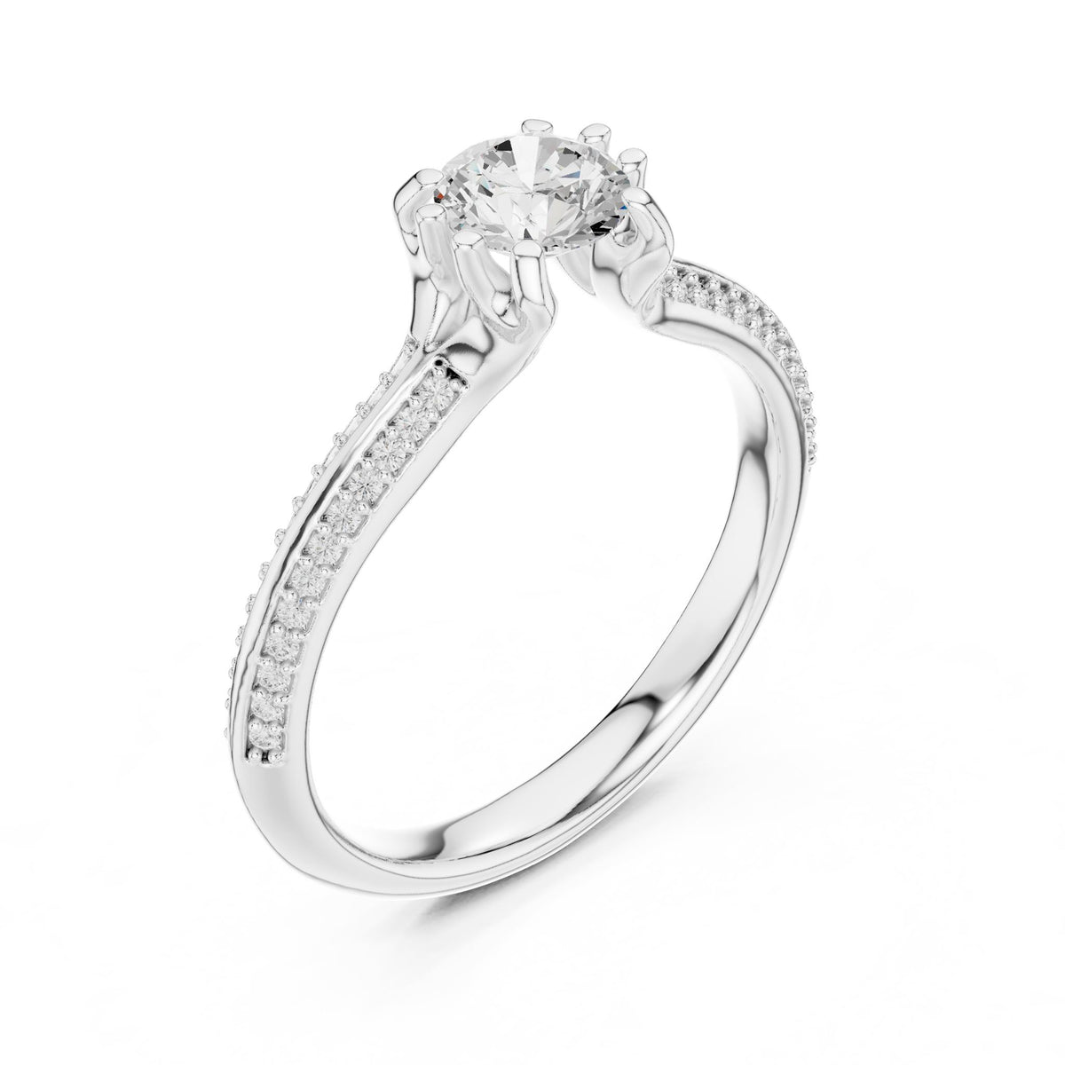 Round Accented Lab Grown Diamond Engagement Ring