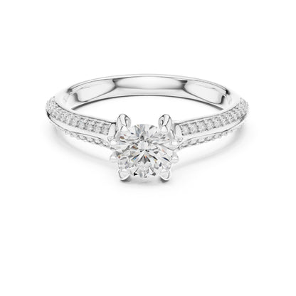 Round Accented Lab Grown Diamond Engagement Ring