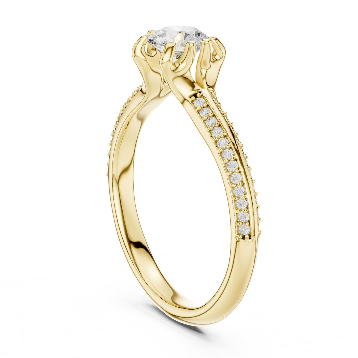 Round Accented Lab Grown Diamond Engagement Ring
