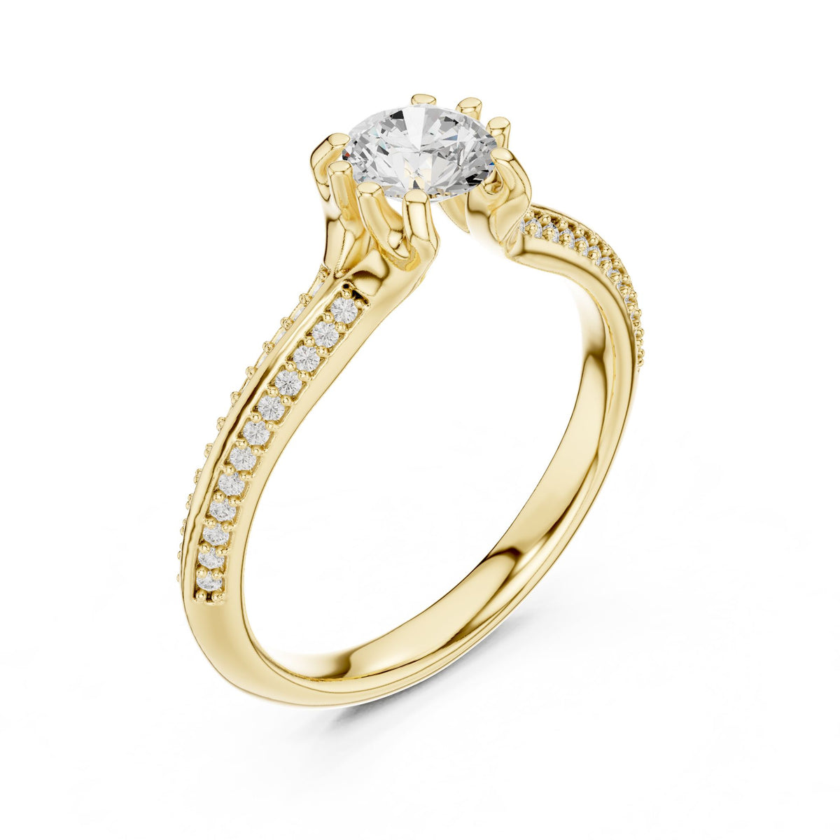 Round Accented Lab Grown Diamond Engagement Ring