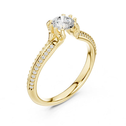 Round Accented Lab Grown Diamond Engagement Ring