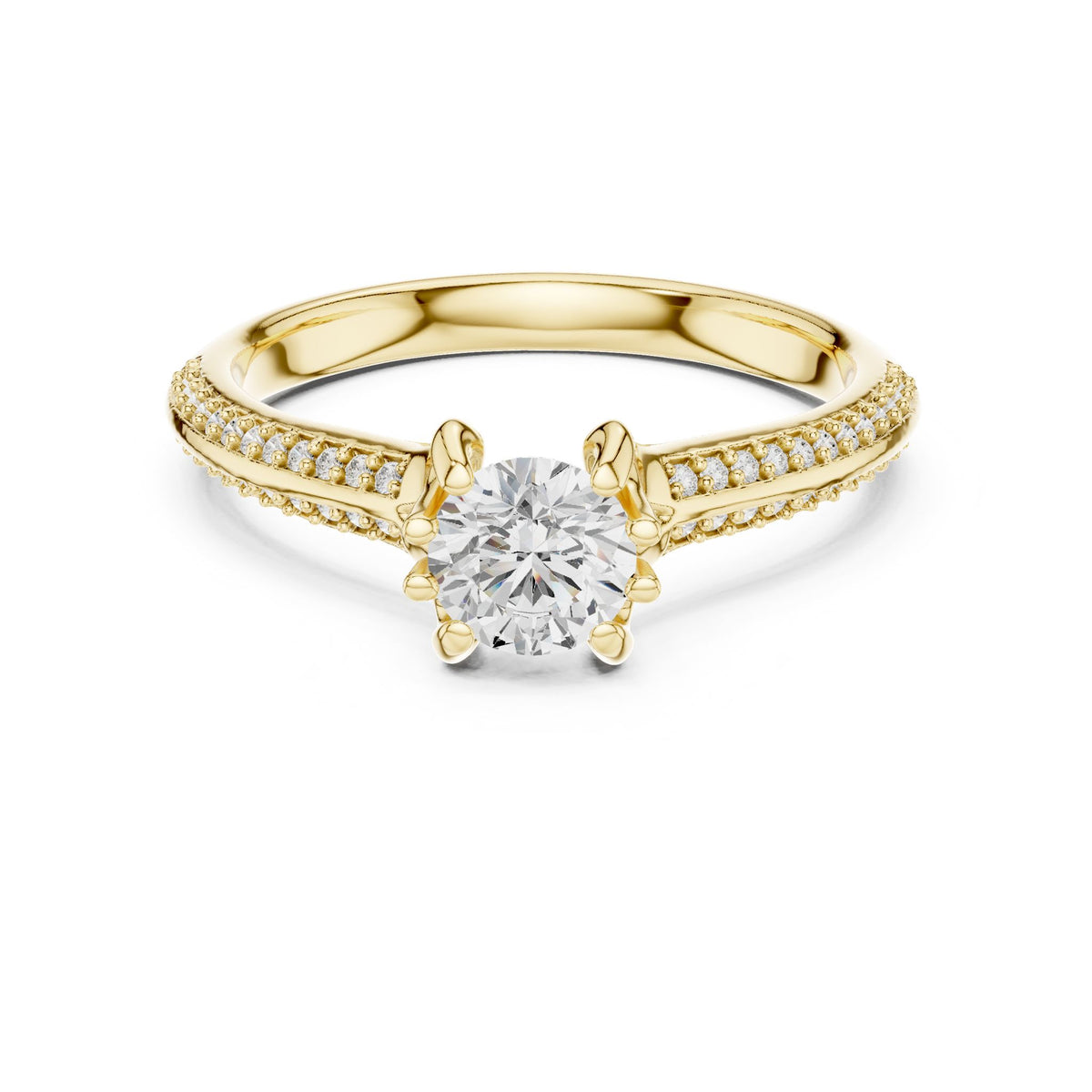 Round Accented Lab Grown Diamond Engagement Ring